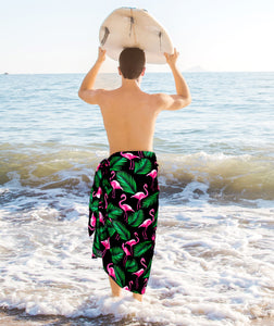 La Leela Mens Full Loungewear Sarong Lungi Beach Towel Wrap One Size Black_AA15