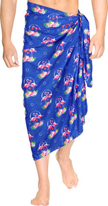 La Leela Men's Swimsuit Beach Towel Lungi Sarong Wrap One Size Royal Blue_AA14