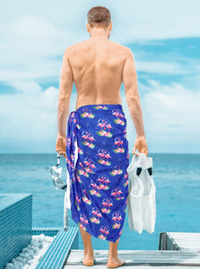 La Leela Men's Swimsuit Beach Towel Lungi Sarong Wrap One Size Royal Blue_AA14