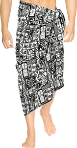 La Leela Mens Bathing Suit Beach Cover Up Lungi Sarong Wrap One Size White_AA19