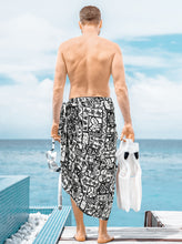 Load image into Gallery viewer, La Leela Mens Bathing Suit Beach Cover Up Lungi Sarong Wrap One Size White_AA19
