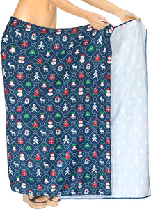 LA LEELA Women's Bohemian Full Sarong Swimsuit Christmas Day 78" X 39"