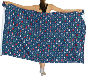 LA LEELA Women's Bohemian Full Sarong Swimsuit Christmas Day 78" X 39"