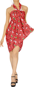 LA LEELA Women's Bohemian Full Sarong Swimsuit Christmas Day 78" X 39"