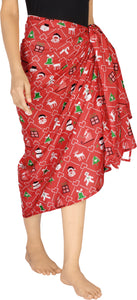 LA LEELA Women's Bohemian Full Sarong Swimsuit Christmas Day 78" X 39"