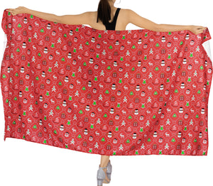 LA LEELA Women's Bohemian Full Sarong Swimsuit Christmas Day 78" X 39"