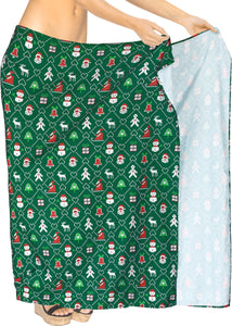 LA LEELA Women's Bohemian Full Sarong Swimsuit Christmas Day 78" X 39"
