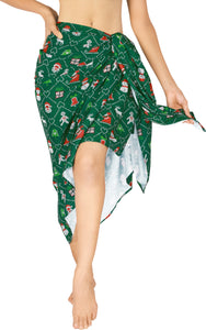 LA LEELA Women's Bohemian Full Sarong Swimsuit Christmas Day 78" X 39"