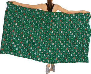 LA LEELA Women's Bohemian Full Sarong Swimsuit Christmas Day 78" X 39"