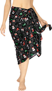 LA LEELA Women's Bohemian Full Sarong Swimsuit Christmas Day 78" X 39"