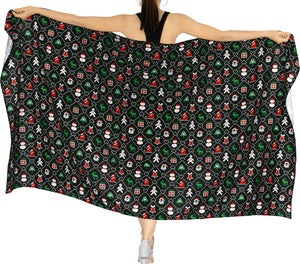 LA LEELA Women's Bohemian Full Sarong Swimsuit Christmas Day 78" X 39"