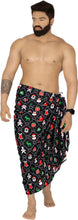 Load image into Gallery viewer, LA LEELA Men Full Loungewear Camp Sarong Wrap Christmas Day 78&quot; X42&quot; Black_AA68