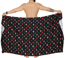 Load image into Gallery viewer, LA LEELA Men Full Loungewear Camp Sarong Wrap Christmas Day 78&quot; X42&quot; Black_AA68