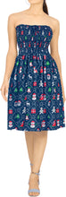 Load image into Gallery viewer, LA LEELA Women&#39;s Christmas Party Boho Camp Halter Neck Dress L-XL Navy Blue