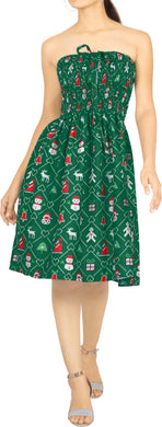 LA LEELA Women's Christmas Mini Tube Halter Neck Strapless Dress L-XL Green