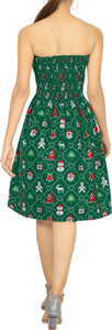 LA LEELA Women's Christmas Mini Tube Halter Neck Strapless Dress L-XL Green