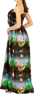 LA LEELA Women's Christmas Maxi Tube Dress Beach Party Camp Halter Neck Dress L-XL Black