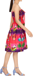 LA LEELA Women's Christmas Halter Neck Sundress Strapless Dress L-XL Pink