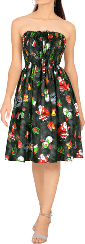 LA LEELA Women's Christmas Casual Tube Halter Neck Beach Dress L-XL Black