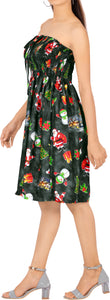 LA LEELA Women's Christmas Casual Tube Halter Neck Beach Dress L-XL Black