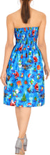 Load image into Gallery viewer, LA LEELA Women&#39;s Christmas Tube Halter Neck Hawaiian Short Dress L-XL Blue