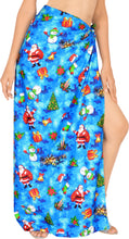 Load image into Gallery viewer, LA LEELA Women&#39;s Beach Sarong Pareo Cover Up Christmas Day 78&quot; X 39&quot; Blue_AA76