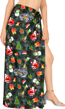 Load image into Gallery viewer, LA LEELA Womens Christmas Day Beach Sarong Pareo Swimsuit 78&quot; X 39&quot; Black_AA77