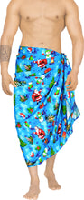 Load image into Gallery viewer, LA LEELA Men&#39;s Loungewear Sarong Swim Cover Up Christmas Day 78&quot; X39&quot; Blue_AA74