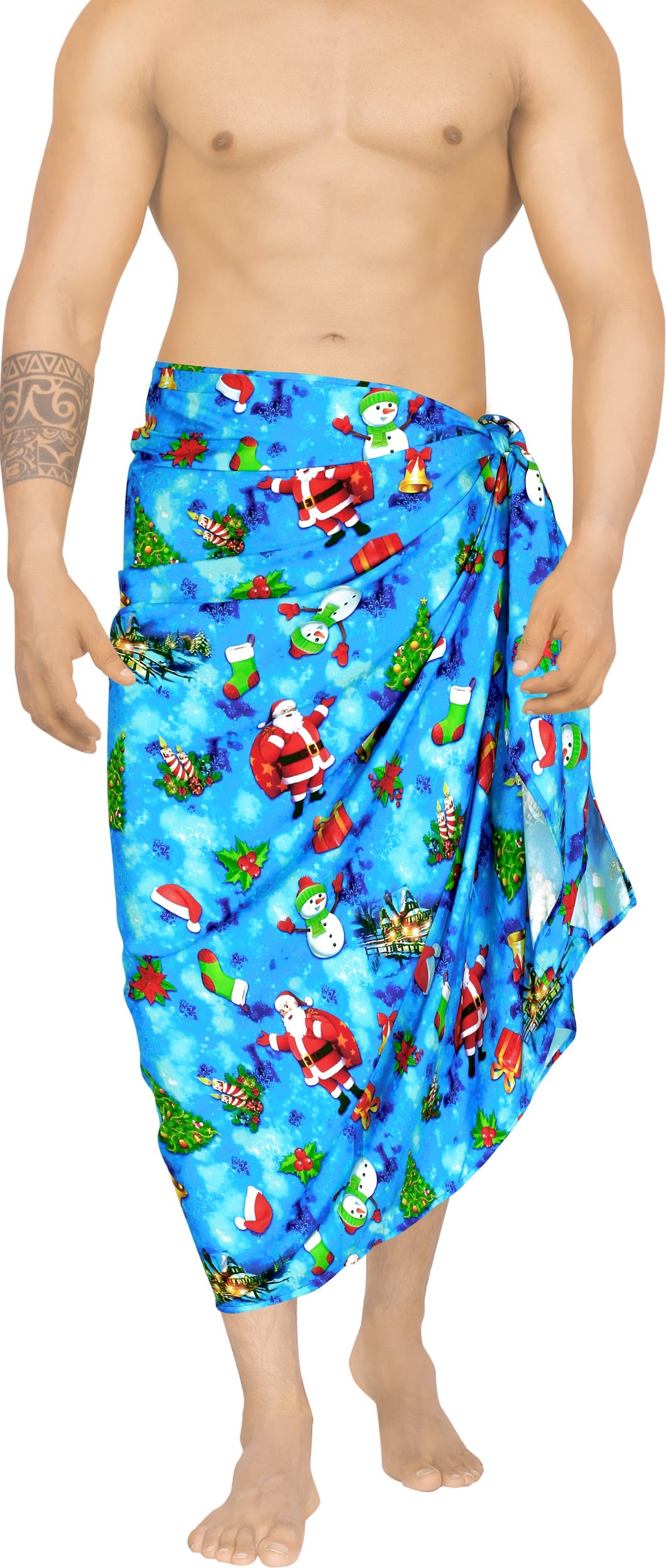 LA LEELA Men's Loungewear Sarong Swim Cover Up Christmas Day 78