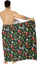 Load image into Gallery viewer, LA LEELA Men Casual Sarong Lava Lava Cover Up Christmas Day 78&quot; X39&quot; Black_AA75