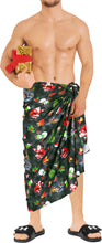 Load image into Gallery viewer, LA LEELA Men Casual Sarong Lava Lava Cover Up Christmas Day 78&quot; X39&quot; Black_AA75