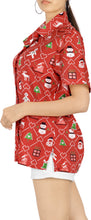 Load image into Gallery viewer, LA LEELA Women&#39;s Tropical Santa Claus Party Ugly Hawaiian Christmas Day Shirts RED