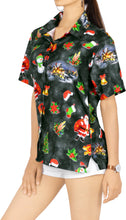 Load image into Gallery viewer, LA LEELA Women&#39;s Tropical Santa Claus Party Ugly Hawaiian Christmas Day Shirts DRT372Black