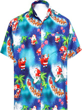 Load image into Gallery viewer, LA LEELA Santa Claus Christmas Men&#39;s Relaxed Beach Button Down Short Sleeve Hawaiian Shirt 3D Printed