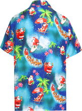 Load image into Gallery viewer, LA LEELA Santa Claus Christmas Men&#39;s Relaxed Beach Button Down Short Sleeve Hawaiian Shirt 3D Printed