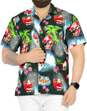 Load image into Gallery viewer, La Leela Men&#39;s Christmas Funky Hawaiian Casual Short Sleeve Shirt Black_AA349