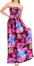 Load image into Gallery viewer, LA LEELA Long Maxi Hawaiian Palm Tree Beachy Print Tube Dress For Women Casual And Chic Beach Sundress Ladies