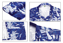 Load image into Gallery viewer, LA LEELA Women&#39;s Beachy Tropical Hawaiian Blouse Shirt Breezy Summer Wear Short Sleeve Collar Shirt Royal Blue