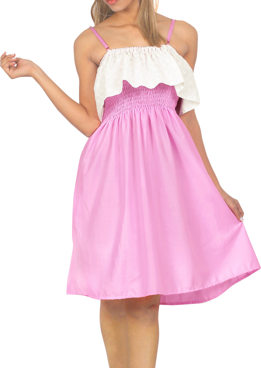 LA LEELA Solid Color Strappy Women Tube Dress With Frill Detailing On Top Beachwear Chic And Casual Swimsuit Coverup