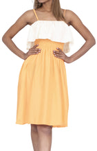 Load image into Gallery viewer, LA LEELA Solid Color Strappy Women Tube Dress With Frill Detailing On Top Beachwear Chic And Casual Swimsuit Coverup