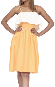 LA LEELA Solid Color Strappy Women Tube Dress With Frill Detailing On Top Beachwear Chic And Casual Swimsuit Coverup