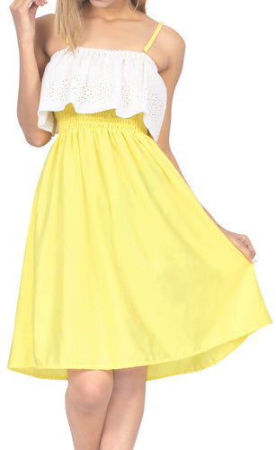 LA LEELA Solid Color Strappy Women Tube Dress With Frill Detailing On Top Beachwear Chic And Casual Swimsuit Coverup