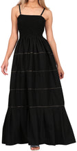 Load image into Gallery viewer, LA LEELA Long Maxi Solid Color Strappy Tube Dress For Women Everyday Casual And Chic Housewear Outfit With Elegant Golden Lining