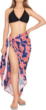 Load image into Gallery viewer, LA LEELA Women&#39;s Long Beach Wrap Beach Swimsuit Cover Up American Flag Sarong Wrap