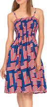 Load image into Gallery viewer, LA LEELA American Flag Print Tube Dress For Women Beachwear Female Swimsuit Coverup Star Print US