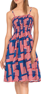LA LEELA American Flag Print Tube Dress For Women Beachwear Female Swimsuit Coverup Star Print US
