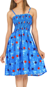 LA LEELA American Flag Print Tube Dress For Women Beachwear Female Swimsuit Coverup Star Print US