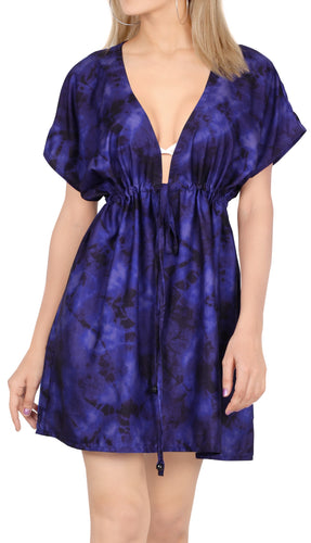 LA LEELA Women's Beach Swimsuit Cover ups Starlight Dress M-L Navy Blue_AA508