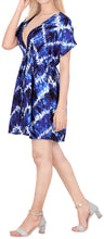Load image into Gallery viewer, LA LEELA Women Plunge V Neck With Drawstring Short Coverup M-L Royal Blue_AA509