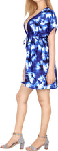 Cargar imagen en el visor de la galería, LA LEELA Women&#39;sTie Dye Printed Short Dress Cover-ups M-L Royal Blue_AA506